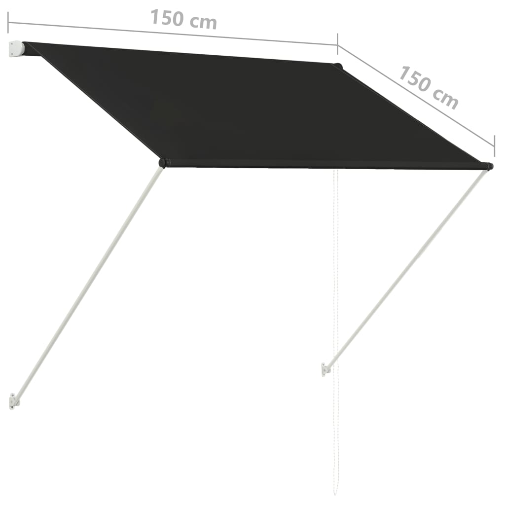 vidaXL Uttrekkbar markise 150 x 150 cm antrasitt