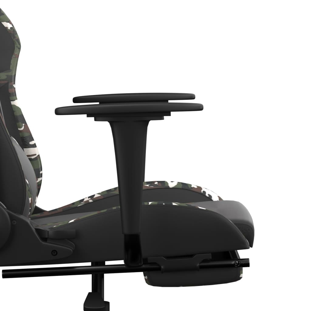 vidaXL Massasje-/gamingstol med fotstøtte svart kamuflasje kunstskinn