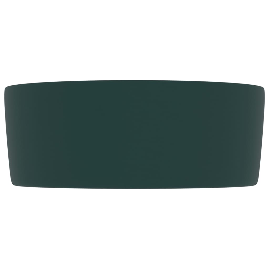 vidaXL Luksuriøs servant rund matt mørkegrønn 40x15 cm keramisk
