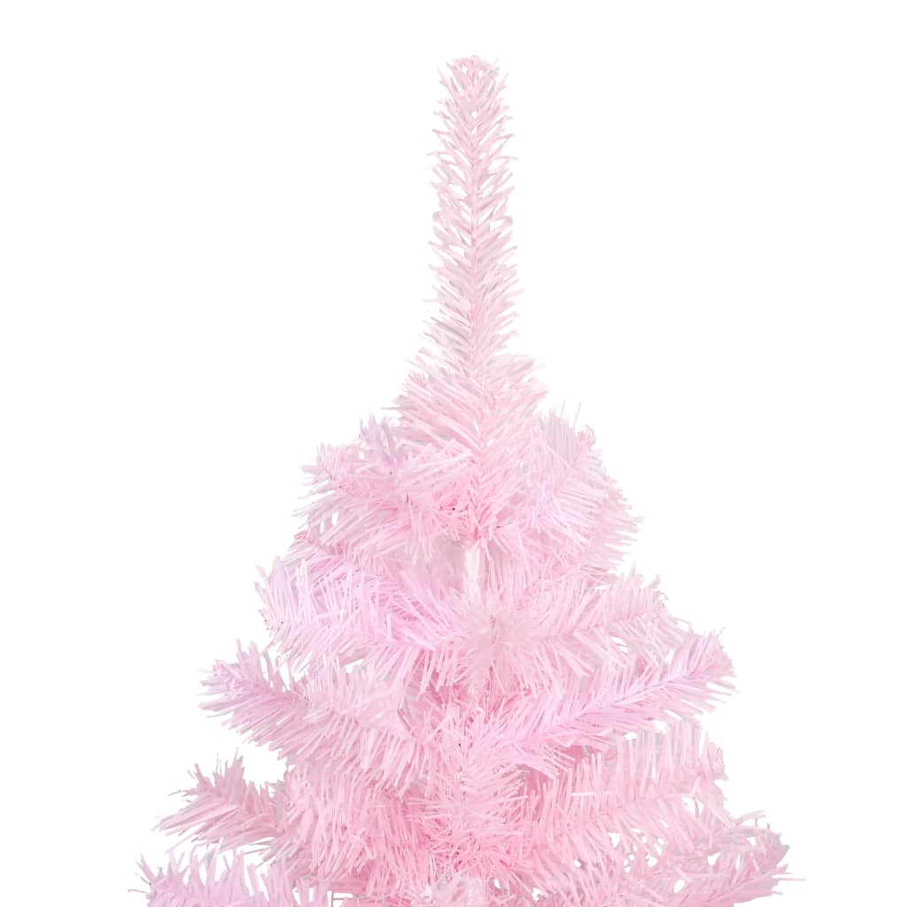 vidaXL Forhåndsbelyst kunstig juletre med kulesett rosa 210 cm PVC