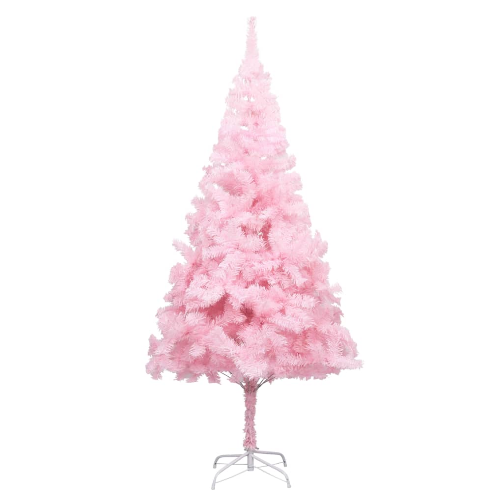 vidaXL Forhåndsbelyst kunstig juletre med stativ rosa 240 cm PVC