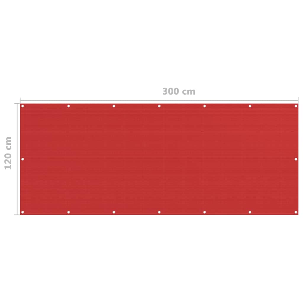 vidaXL Balkongskjerm rød 120x300 cm HDPE