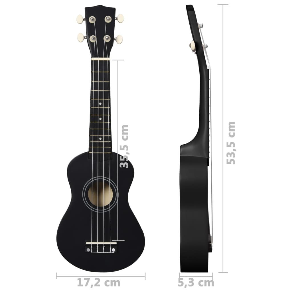 vidaXL Sopran-ukulele sett med veske for barn svart 21"