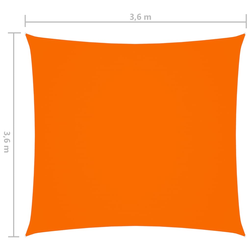 vidaXL Solseil oxfordstoff firkantet 3,6x3,6 m oransje