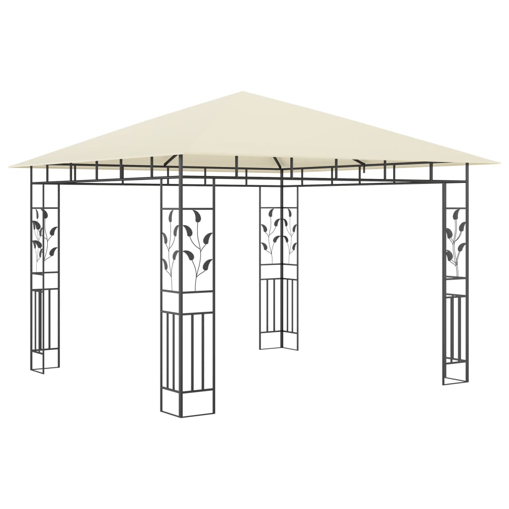 vidaXL Paviljong med myggnett og LED-lysslynge 3x3x2,73 m kremhvit