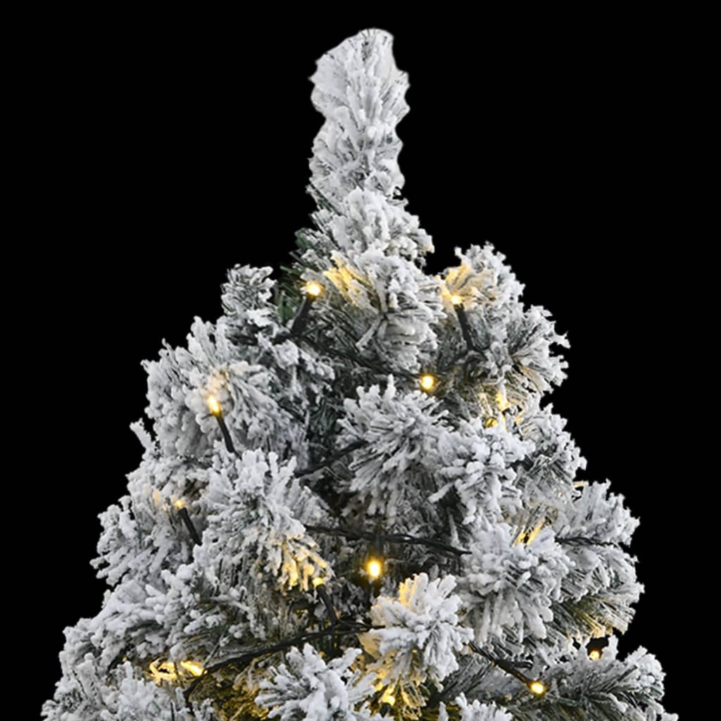 vidaXL Kunstig hengslet juletre med 300 LED flokket snø 240 cm