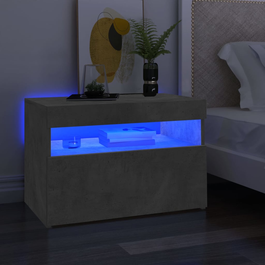 vidaXL TV-benk med LED-lys betonggrå 60x35x40 cm