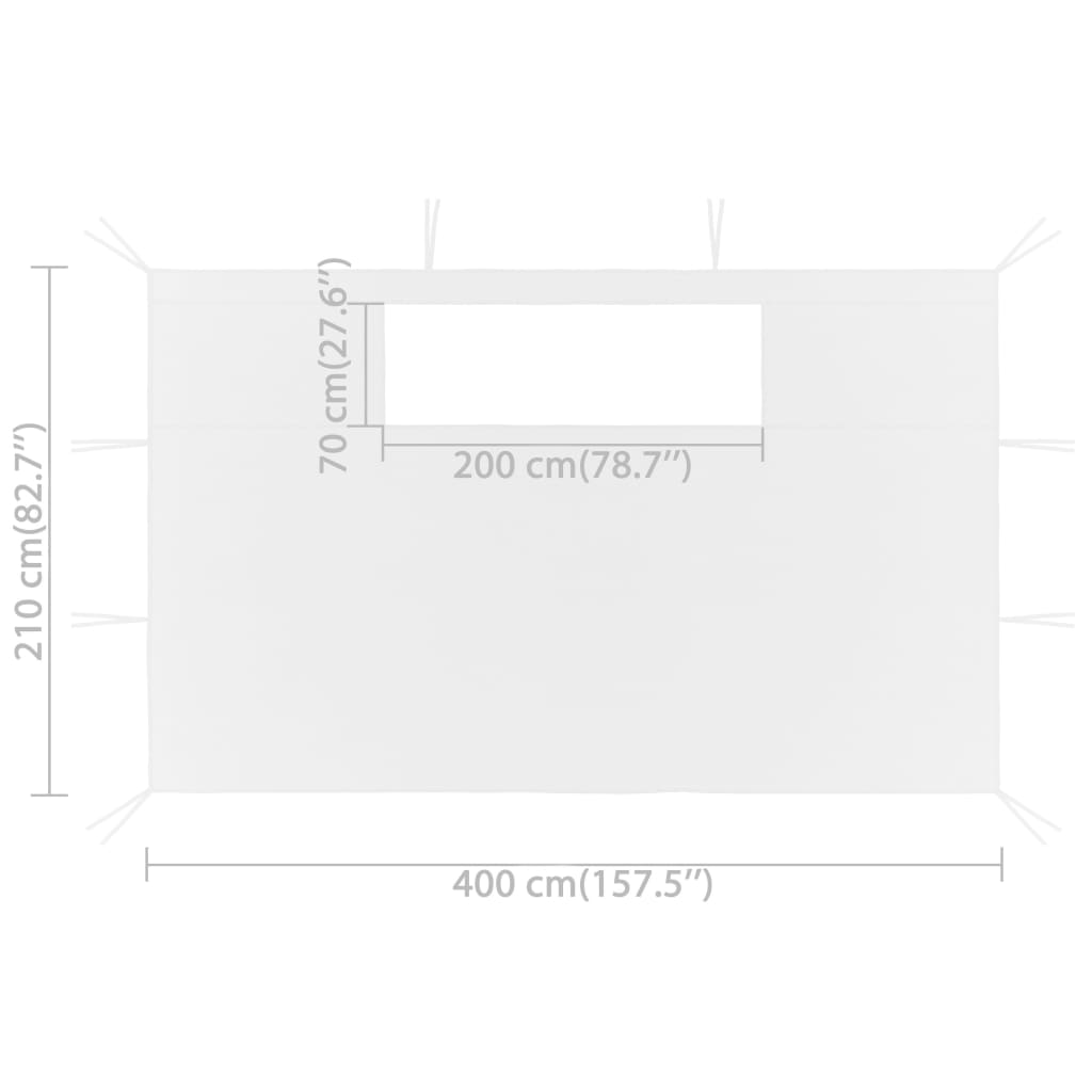 vidaXL Sidevegger til paviljong med vinduer 2 stk 4x2,1 m hvit 70 g/m²