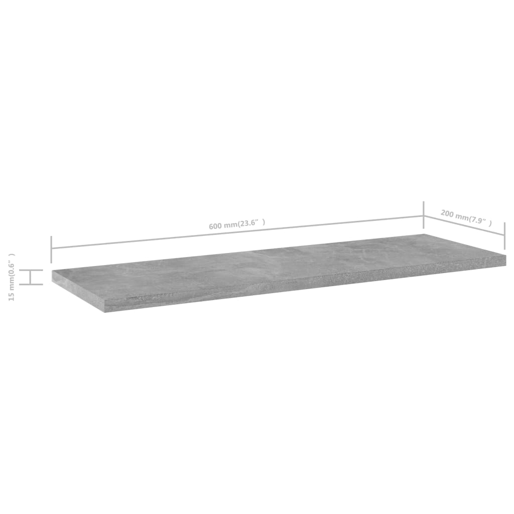 vidaXL Hylleplater 8 stk betonggrå 60x20x1,5 cm sponplate