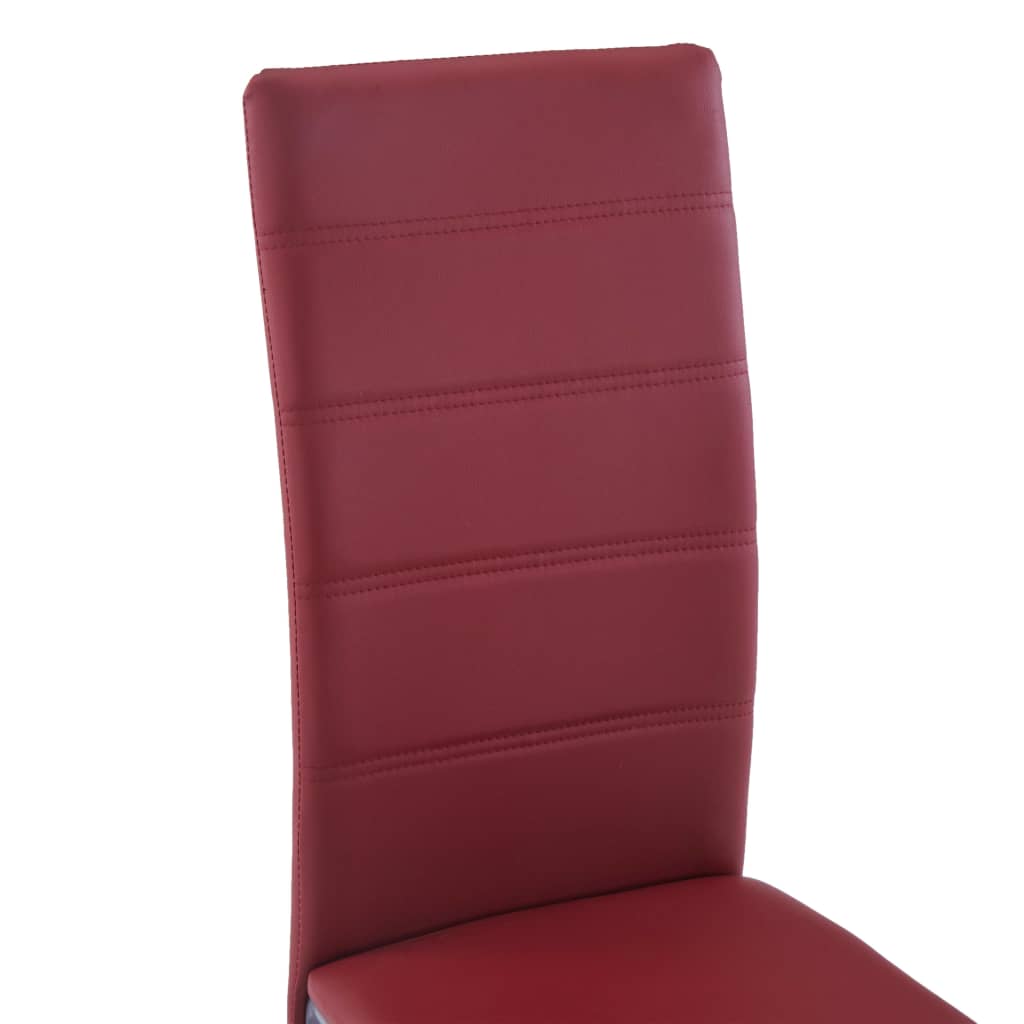 vidaXL Frittbærende spisestoler 4 stk rød kunstig skinn