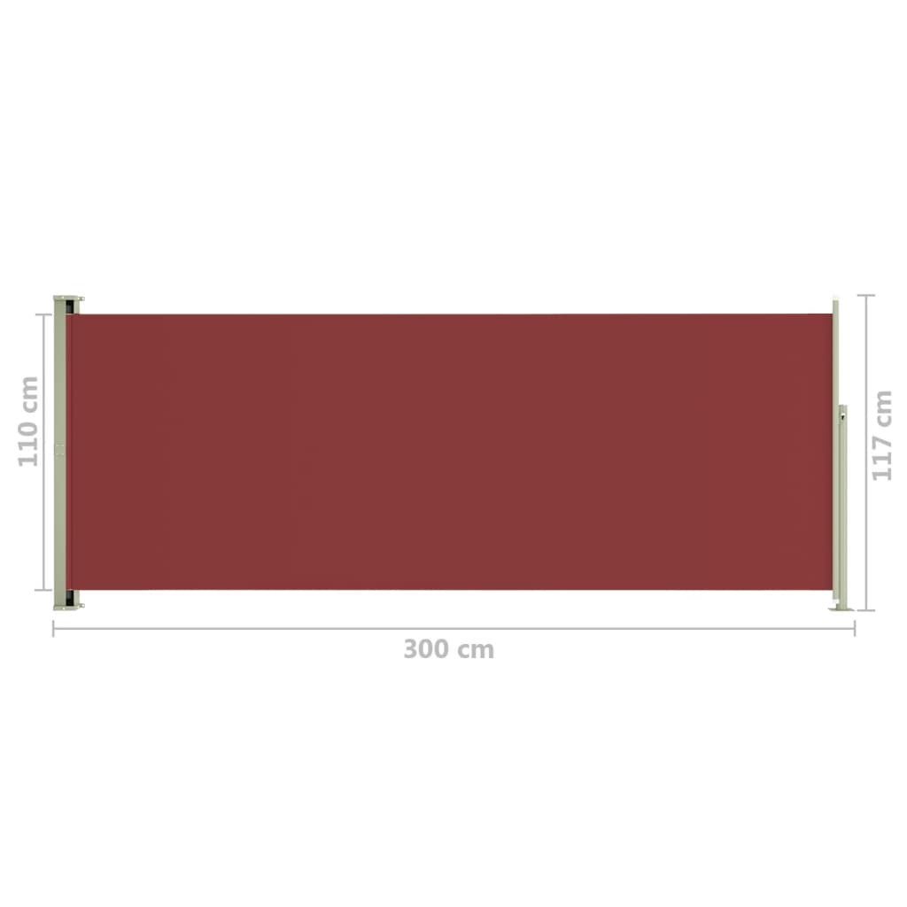 vidaXL Uttrekkbar sidemarkise 117x300 cm rød