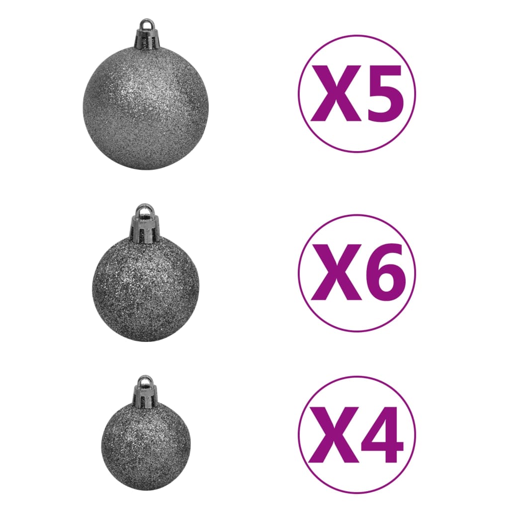vidaXL Slankt juletre med LED og kulesett svart 180 cm