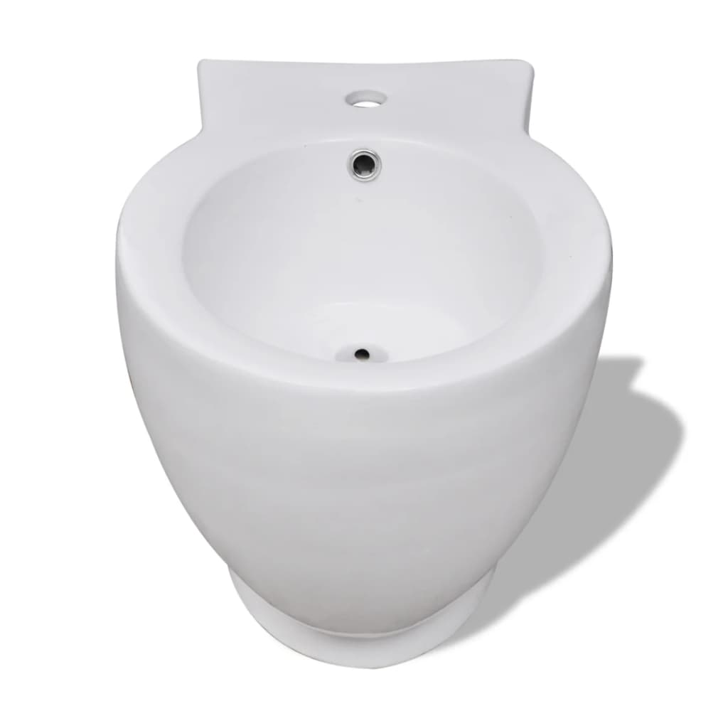 Stående toalett- og bidetsett hvit keramikk