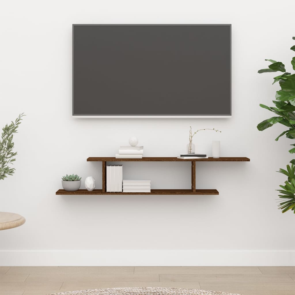 vidaXL Veggmontert TV-hylle brun eik 125x18x23 cm konstruert tre