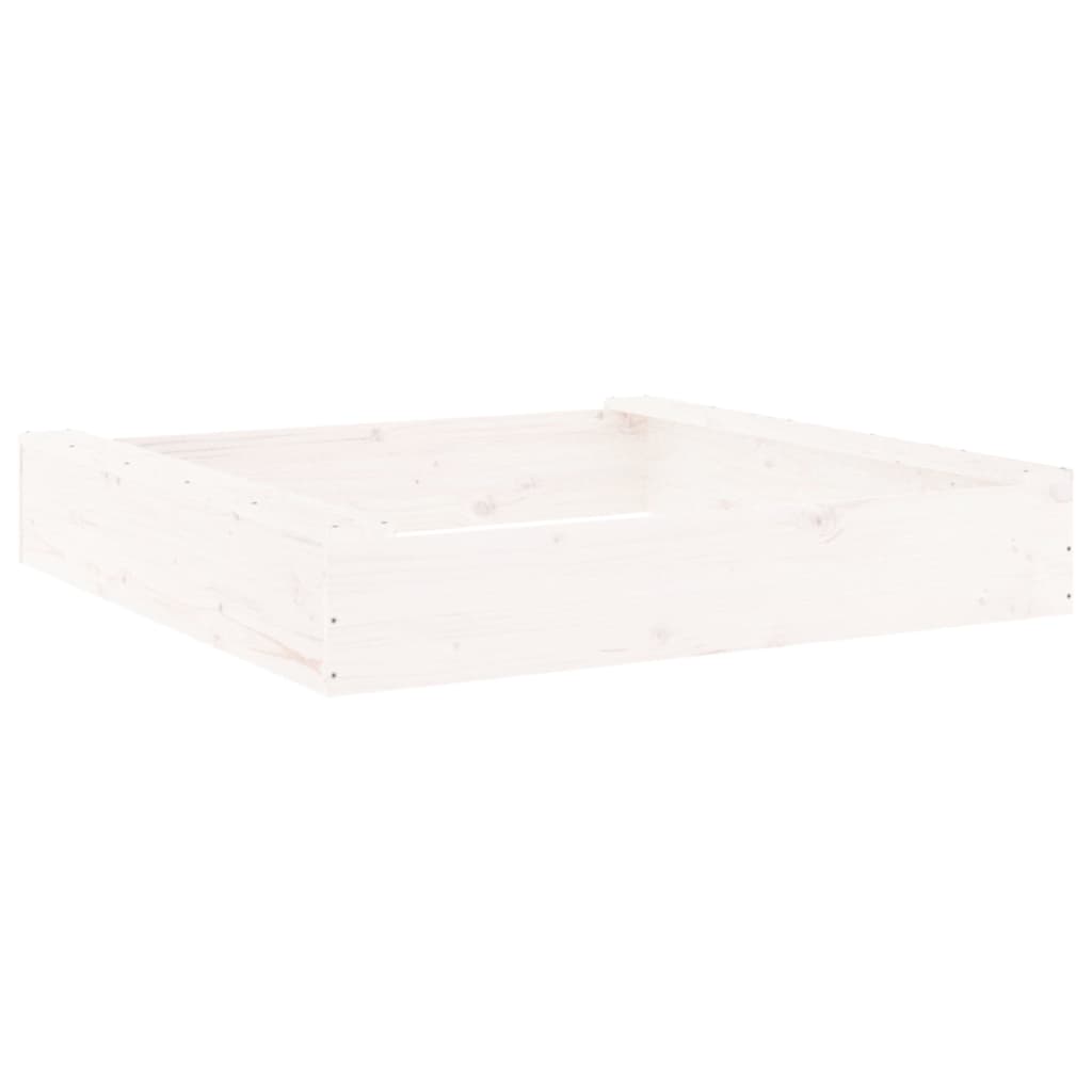 vidaXL Sandkasse med seter hvit firkantet heltre furu