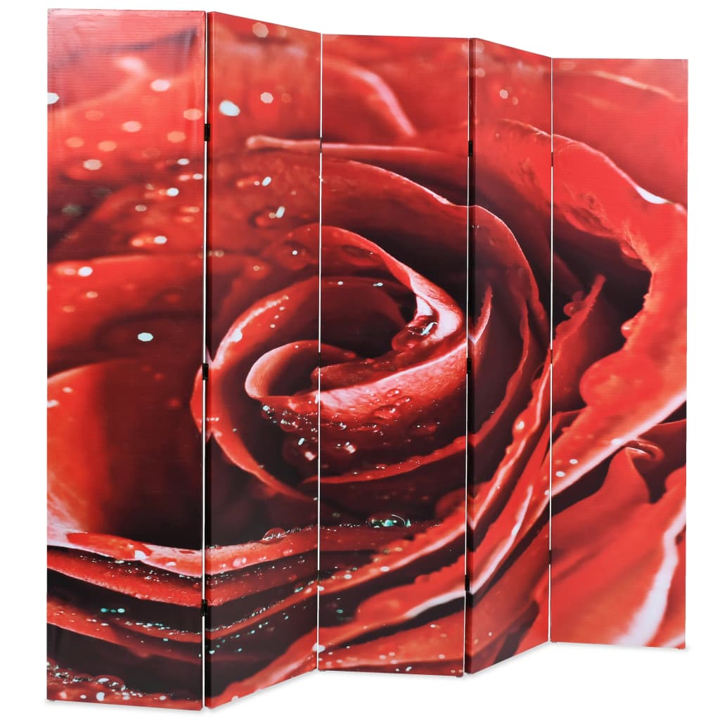 vidaXL Sammenleggbar romdeler 200x170 cm rose rød