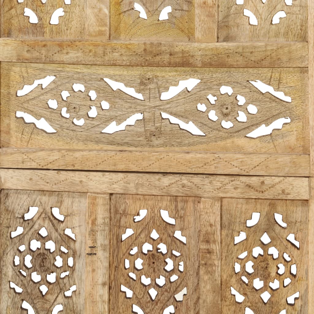 vidaXL Romdeler håndskåret 5 paneler hvit 200x165 cm heltre mango