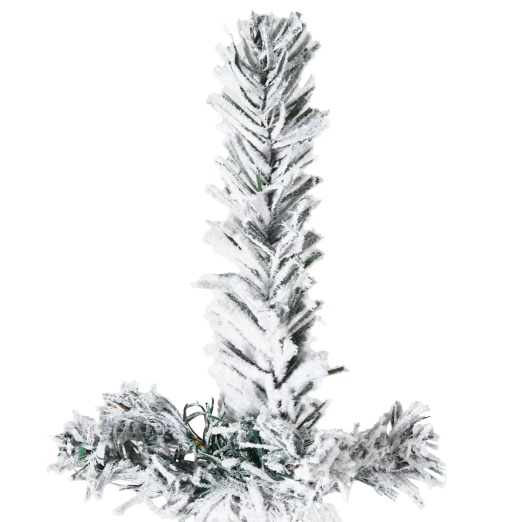 vidaXL Kunstig halvt juletre med flokket snø slankt 210 cm