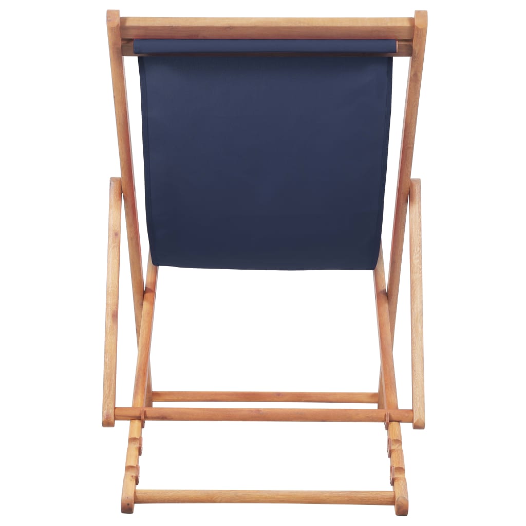vidaXL Sammenleggbar strandstol stoff og treramme blå