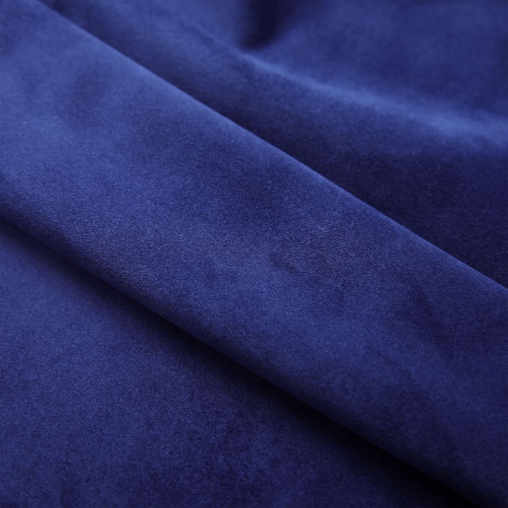 vidaXL Lystette gardiner med ringer 2 stk fløyel mørkeblå 140x175 cm