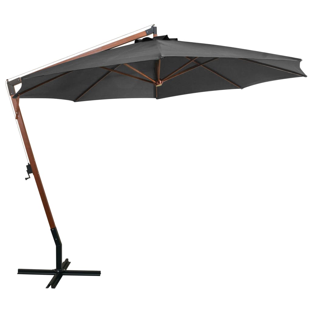 vidaXL Hengende parasoll med stolpe antrasitt 3,5x2,9 m heltre gran