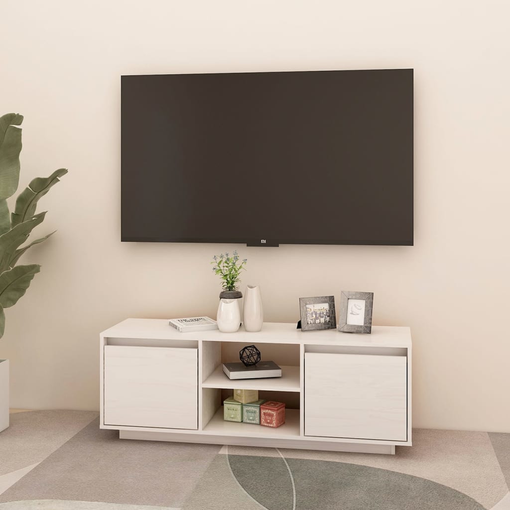 vidaXL TV-benk 110x30x40 cm heltre furu hvit