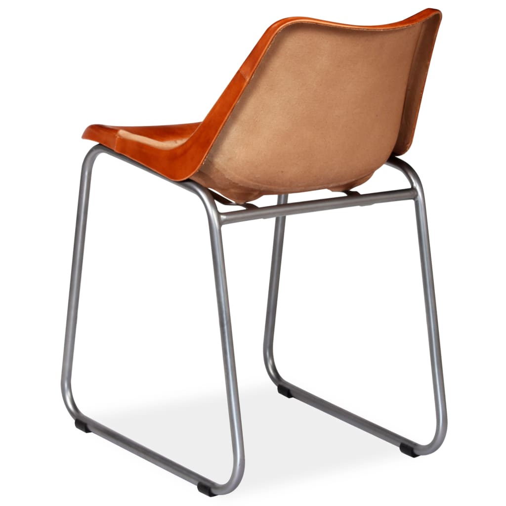 vidaXL Spisestoler 2 stk brun og beige ekte lær og lerret