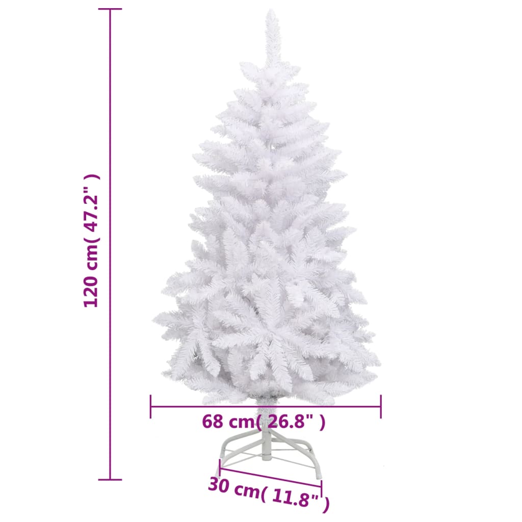 vidaXL Kunstig hengslet juletre med stativ hvit 120 cm
