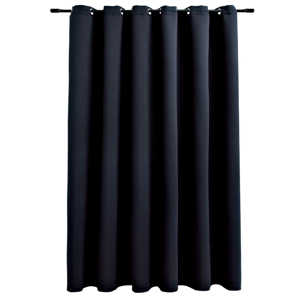 vidaXL Lystett gardin med metallringer svart 290x245 cm