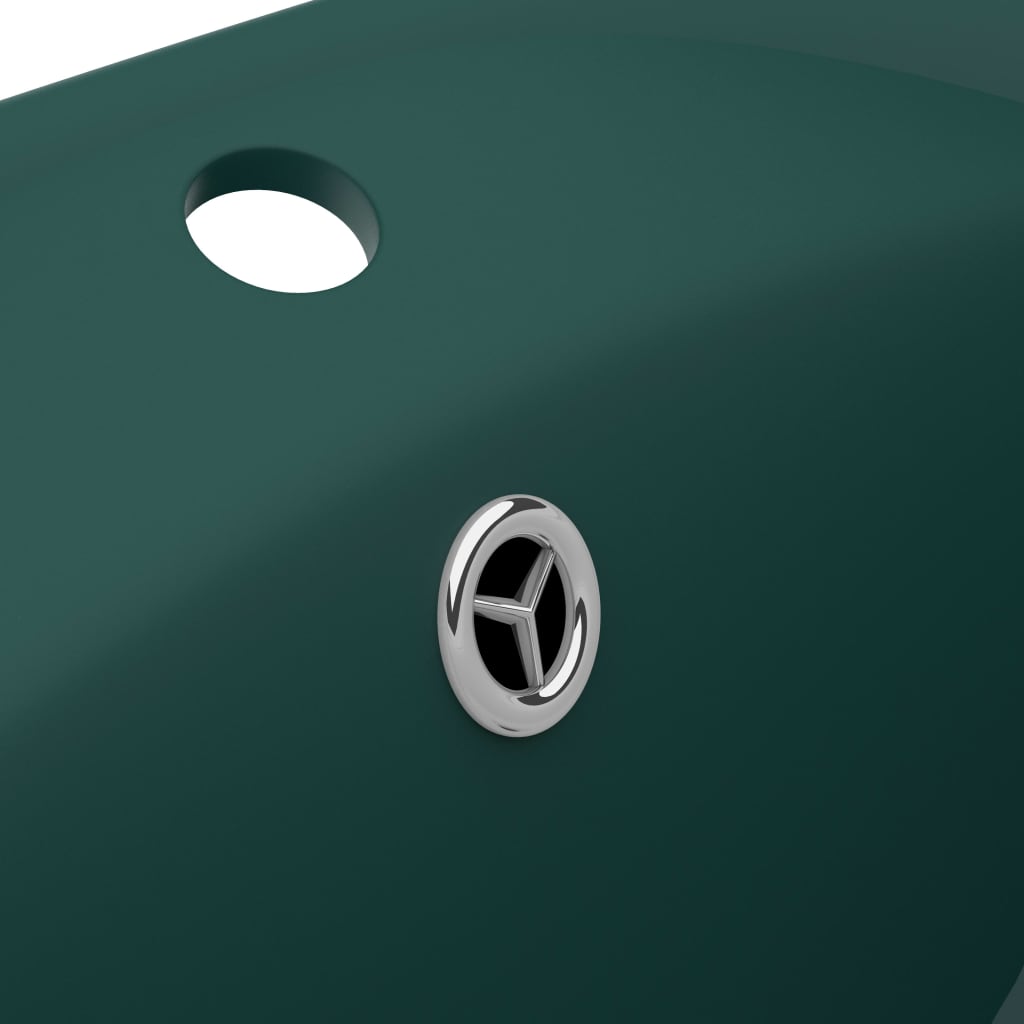 vidaXL Luksuriøs servant overløp oval mørkegrønn 58,5x39 cm keramisk