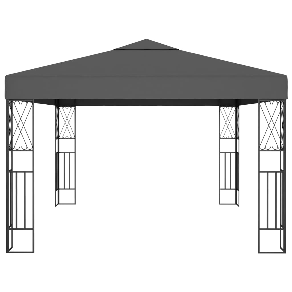 vidaXL Paviljong med LED-lysslynge 3x4 m antrasitt stoff