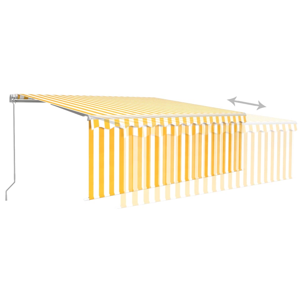 vidaXL Manuell uttrekkbar markise med rullegardin 4x3 m gul og hvit