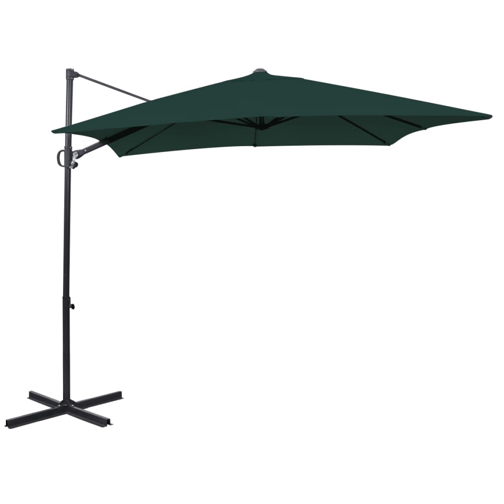vidaXL Fritthengende parasoll 2,5x2,5 m kvadratisk aluminium grønn