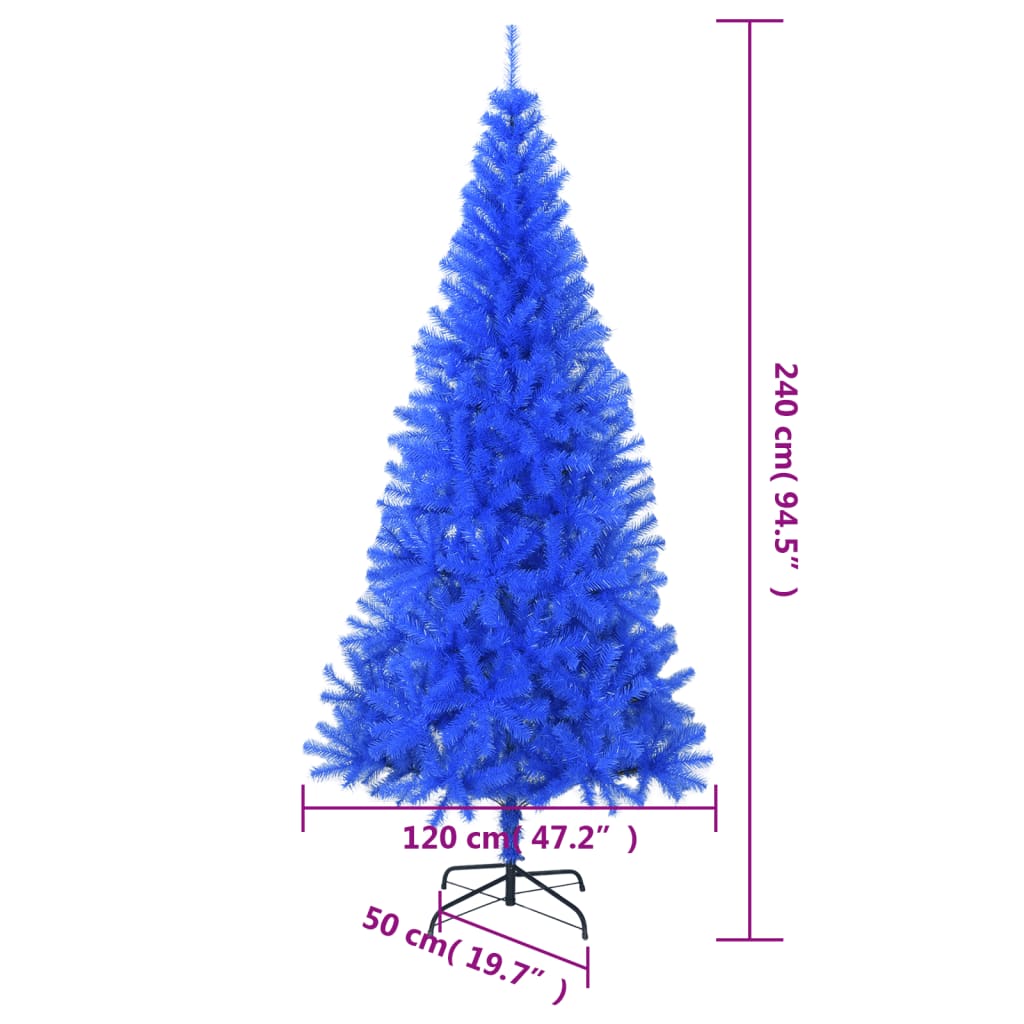 vidaXL Kunstig juletre med stativ blå 240 cm PVC