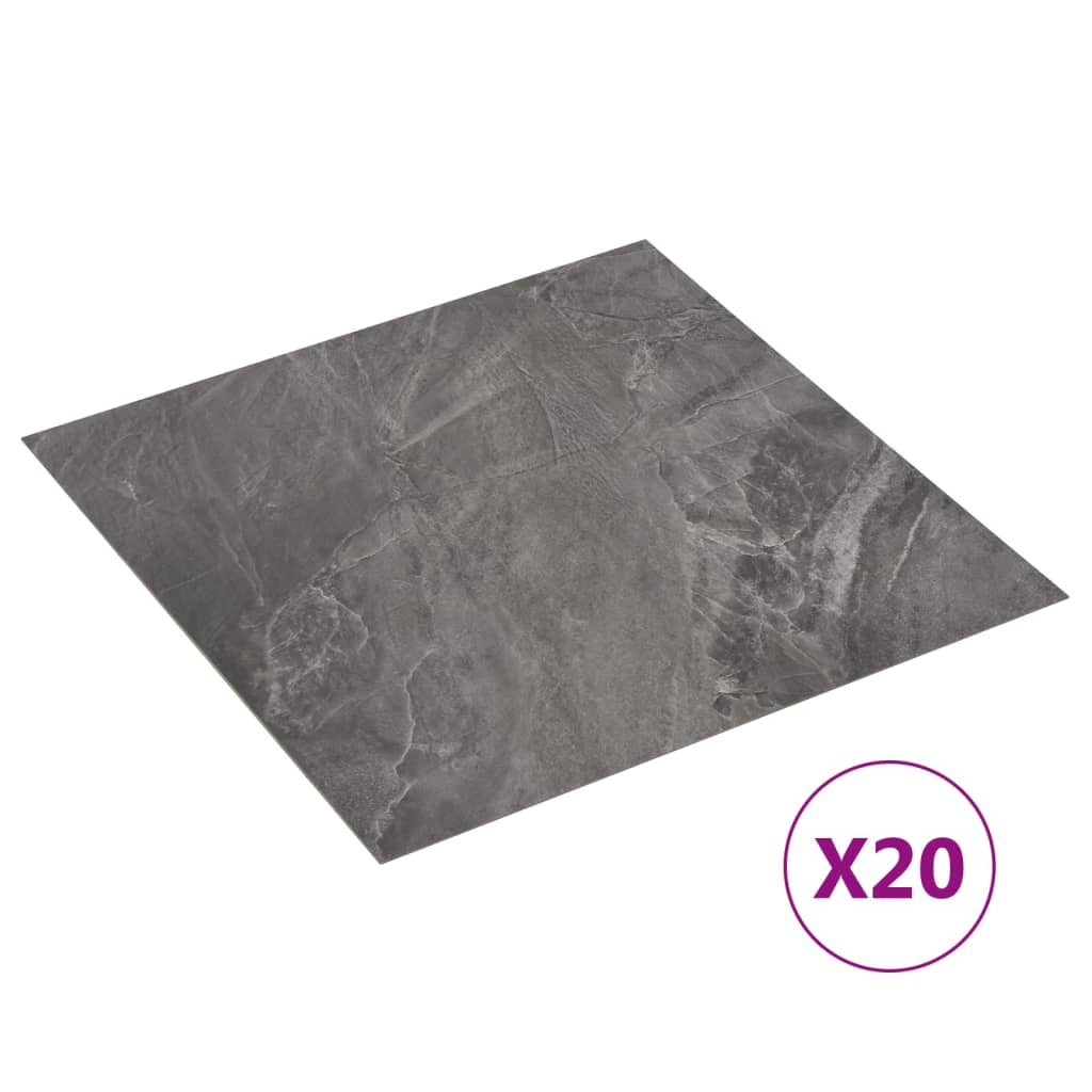 vidaXL Selvklebende gulvplanker 20 stk PVC 1,86 m² svart mønster
