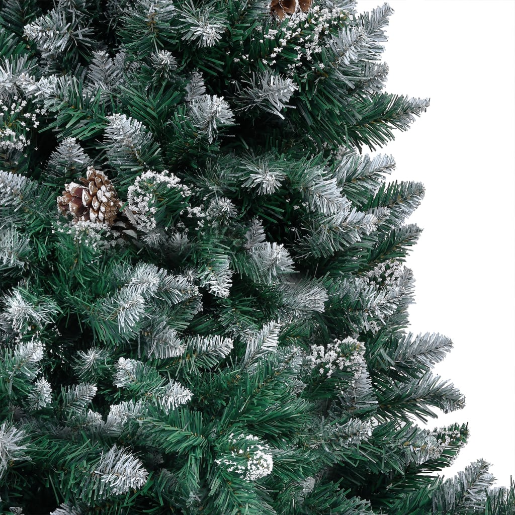 vidaXL Forhåndsbelyst kunstig juletre med kulesett og kongler 180 cm
