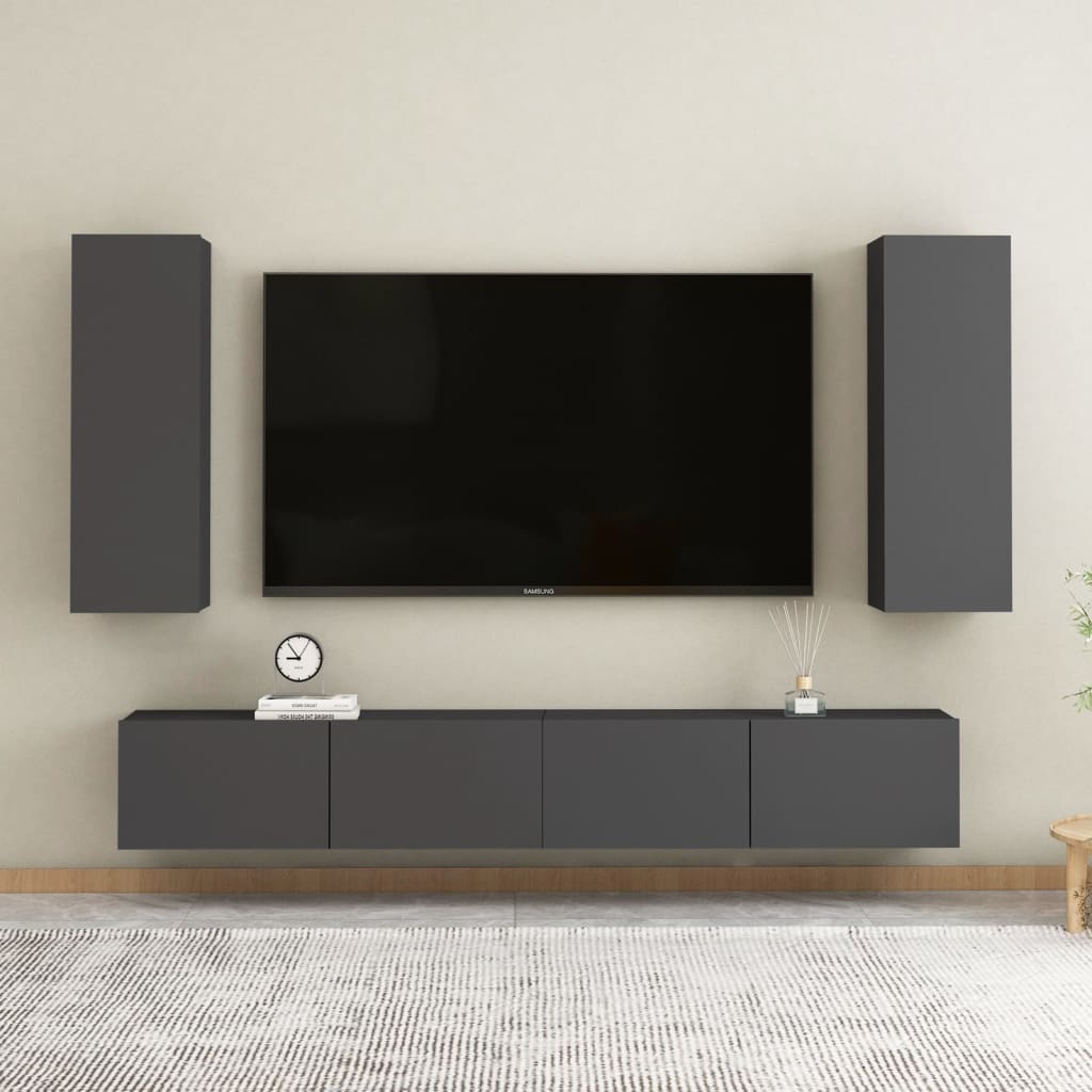 vidaXL TV-benker 2 stk grå 30,5x30x90 cm sponplate