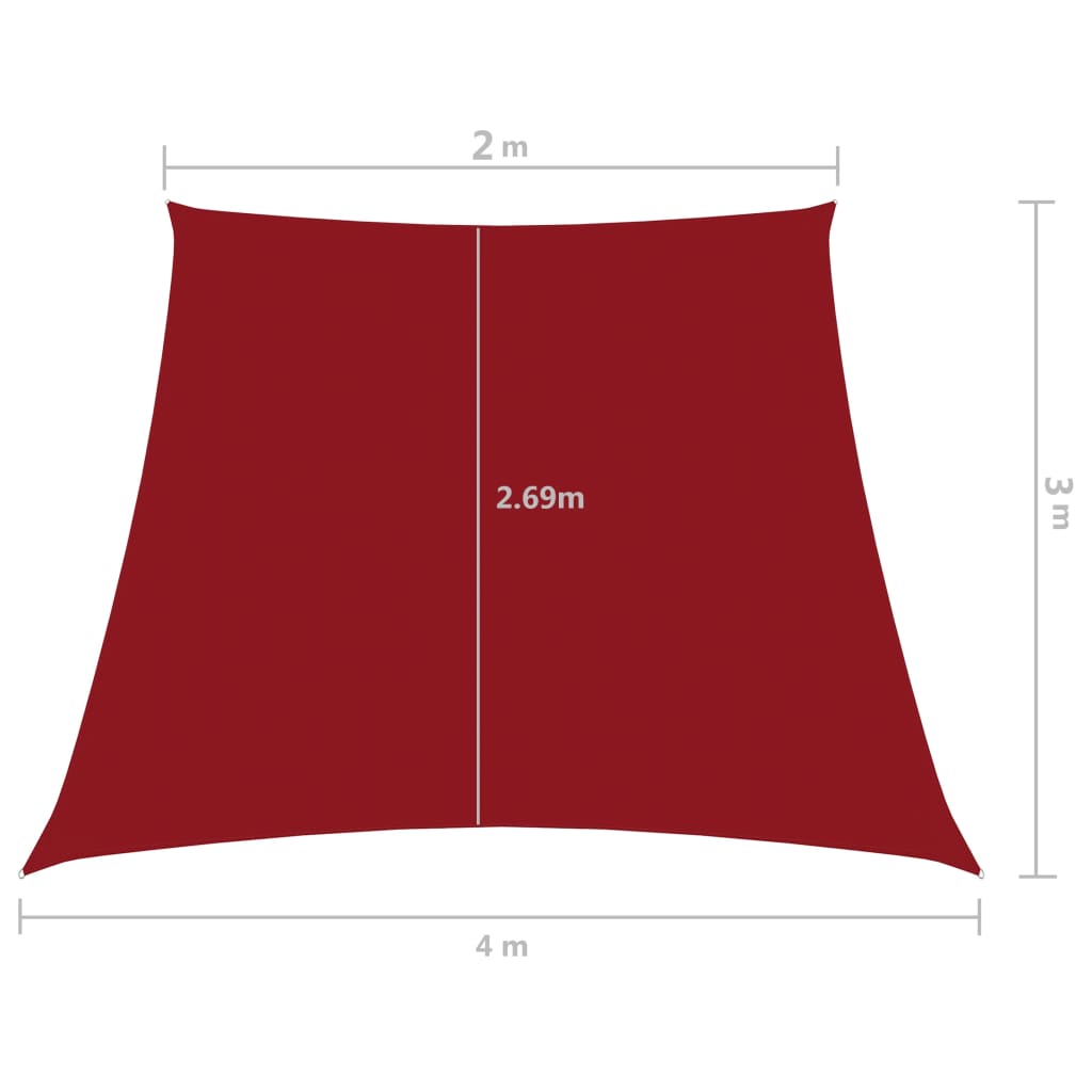 vidaXL Solseil oxfordstoff trapesformet 2/4x3 m rød
