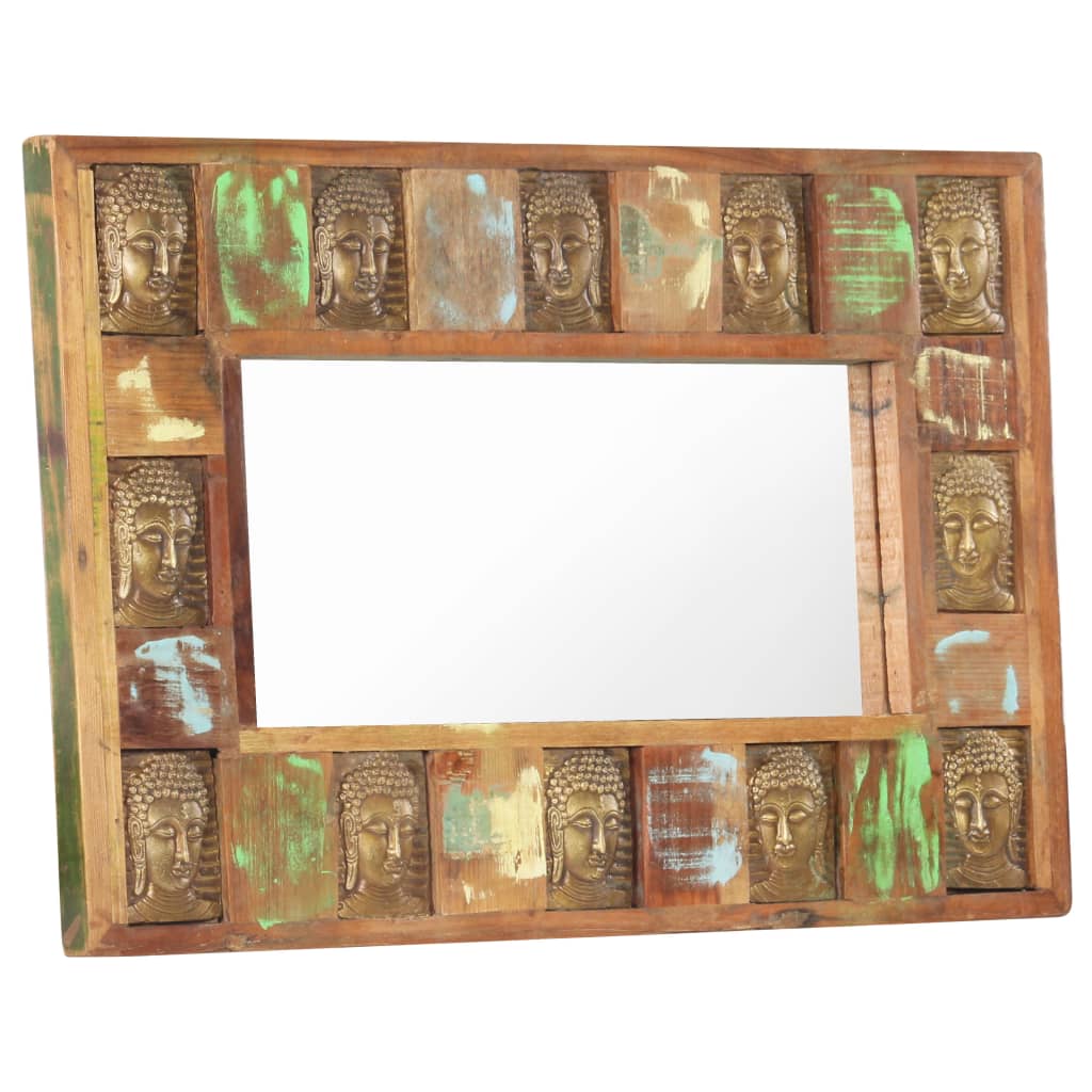 vidaXL Speil med Buddha-motiver 80x50 cm gjenvunnet tre