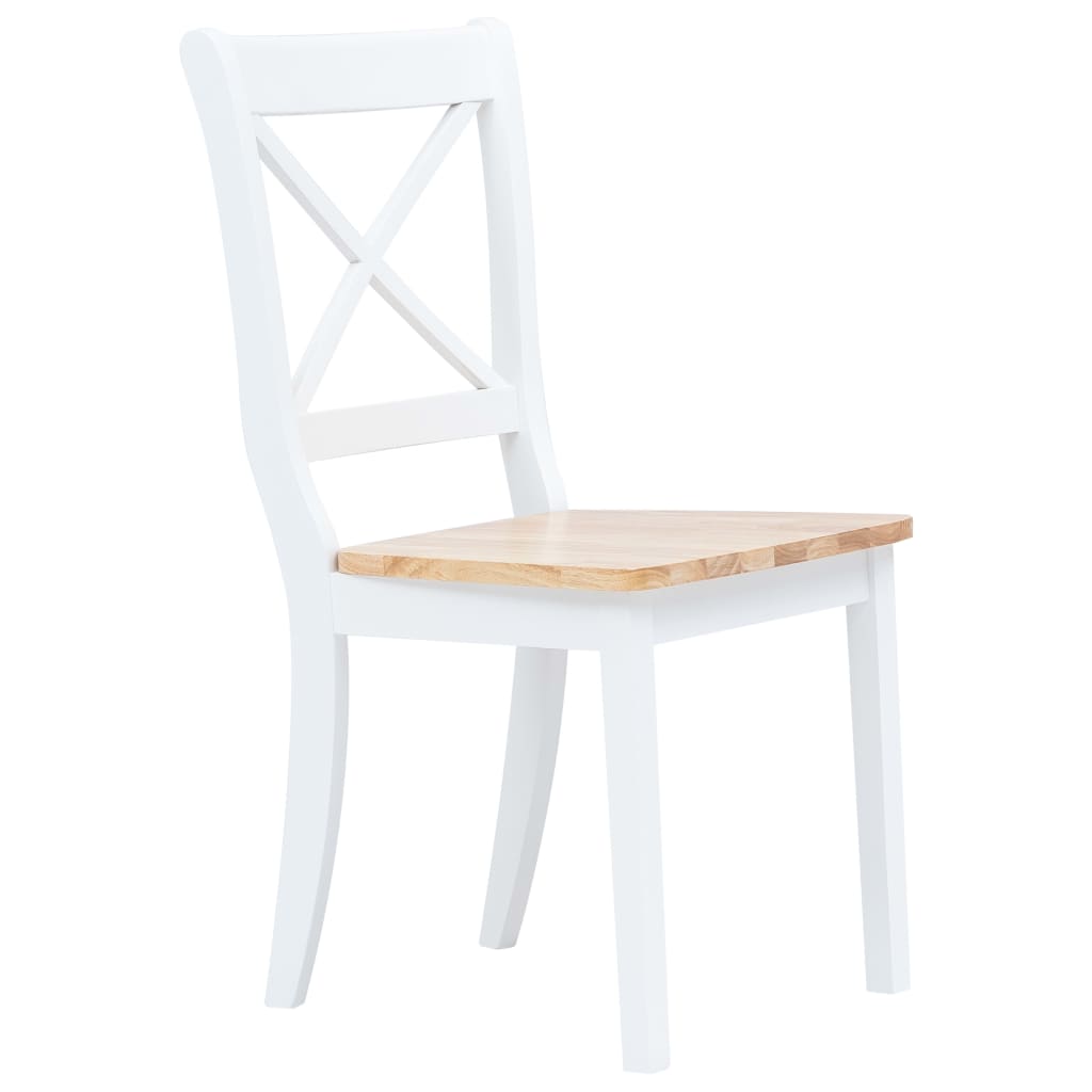 vidaXL Spisestoler 4 stk hvit og lys heltre gummitre