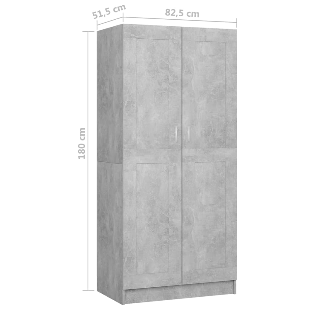 vidaXL Garderobe betonggrå 82,5x51,5x180 cm sponplate
