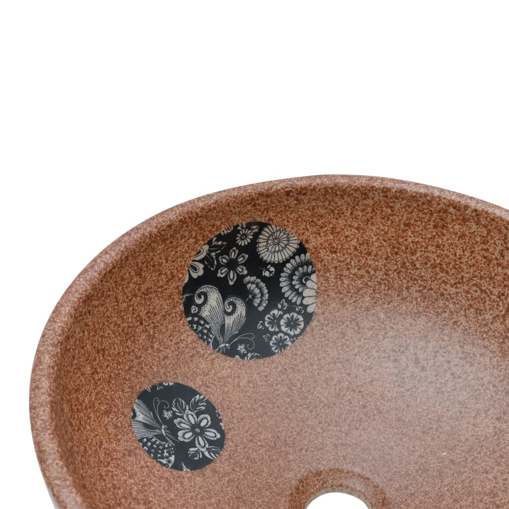 vidaXL Benkeservant brun og blå rund Φ41x14 cm keramikk