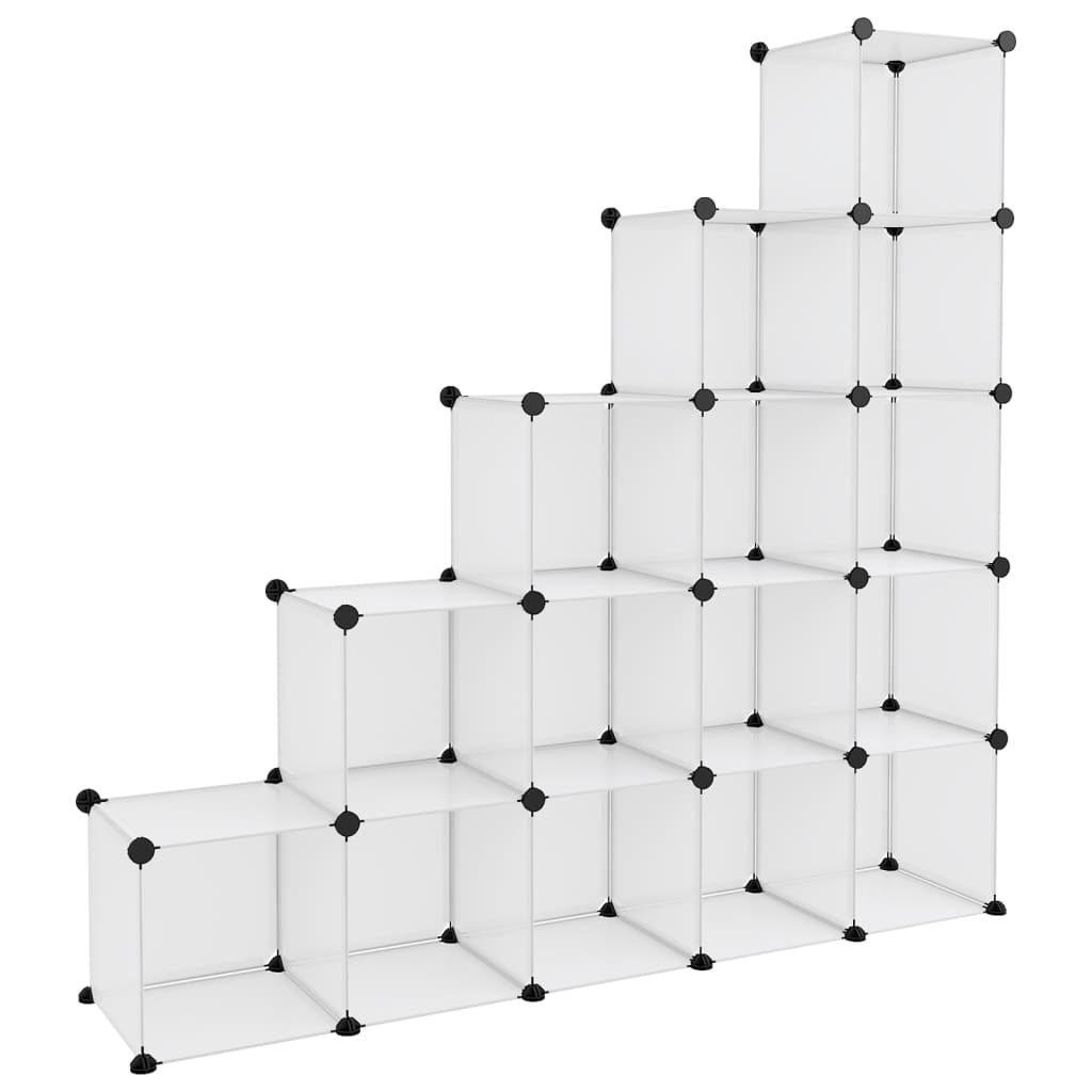 vidaXL Oppbevaringshylle med 15 kuber gjennomsiktig PP