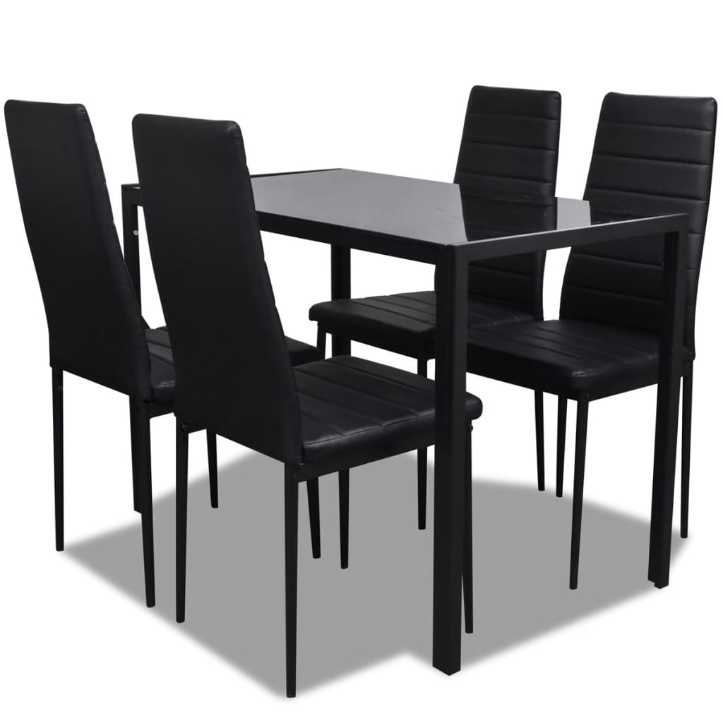 Moderne spisestue sett med bord og 4 stoler svart