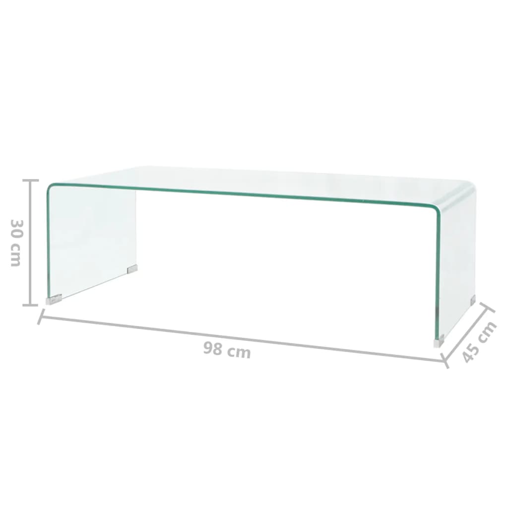 vidaXL Salongbord temperert glass 98x45x30 cm klar