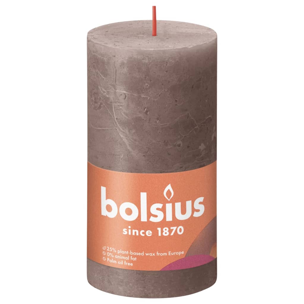 Bolsius Rustikke søylelys Shine 4 stk 130x68 mm rustikk gråbrun