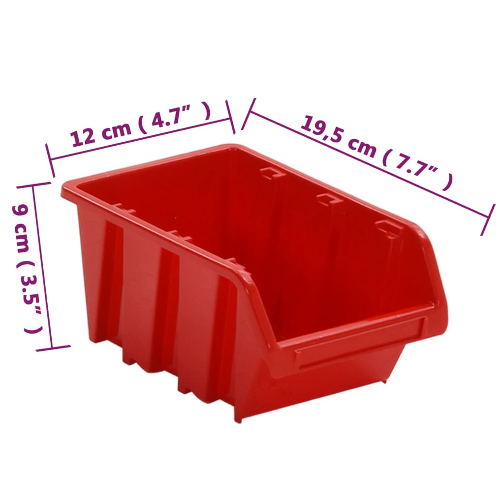 vidaXL Verkstedhyllesett 35 stk rød og svart 77x39 cm polypropylen