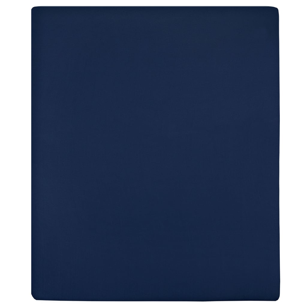 vidaXL Jerseylaken marineblå 160x200 cm bomull