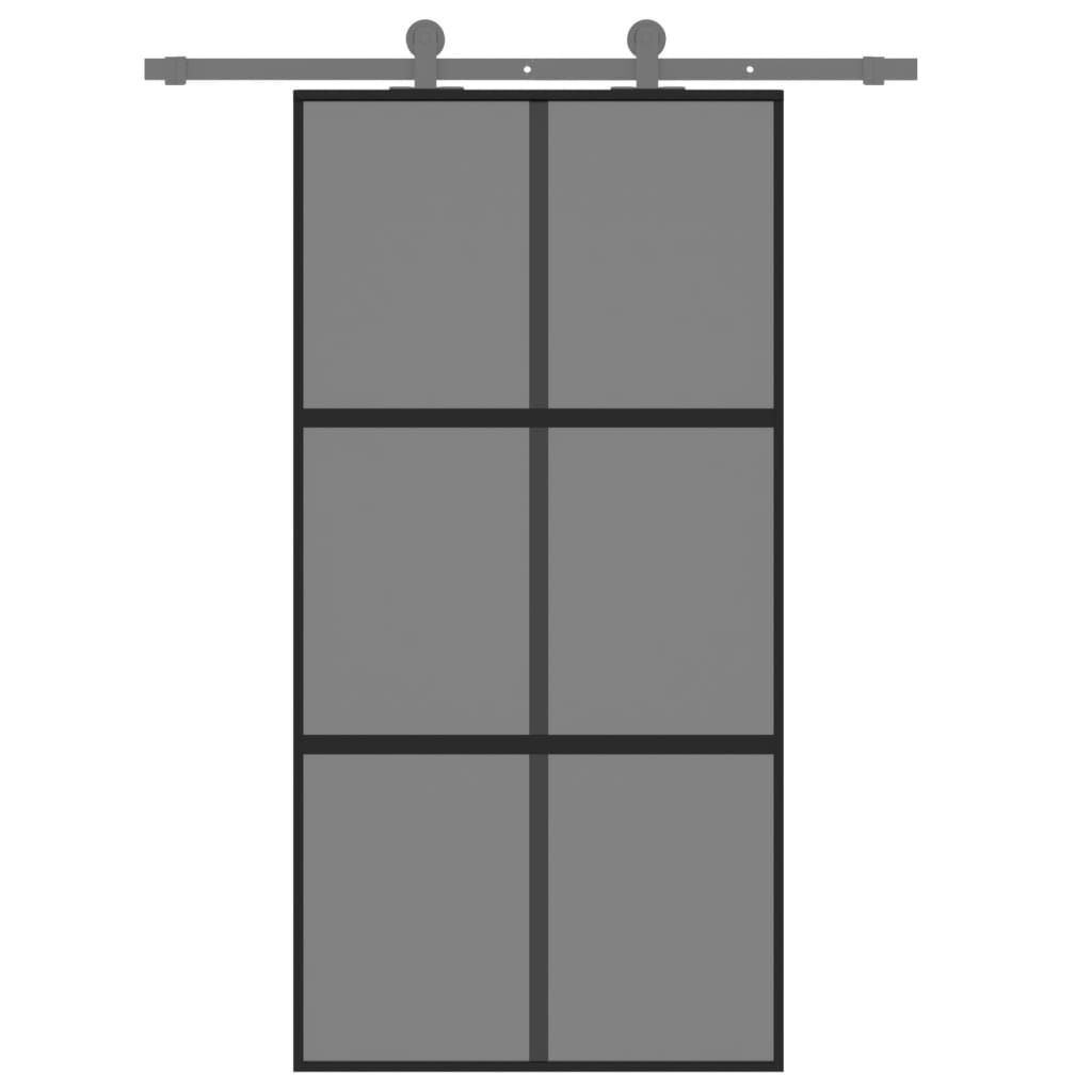 vidaXL Skyvedør svart 102,5x205 cm herdet glass og aluminium