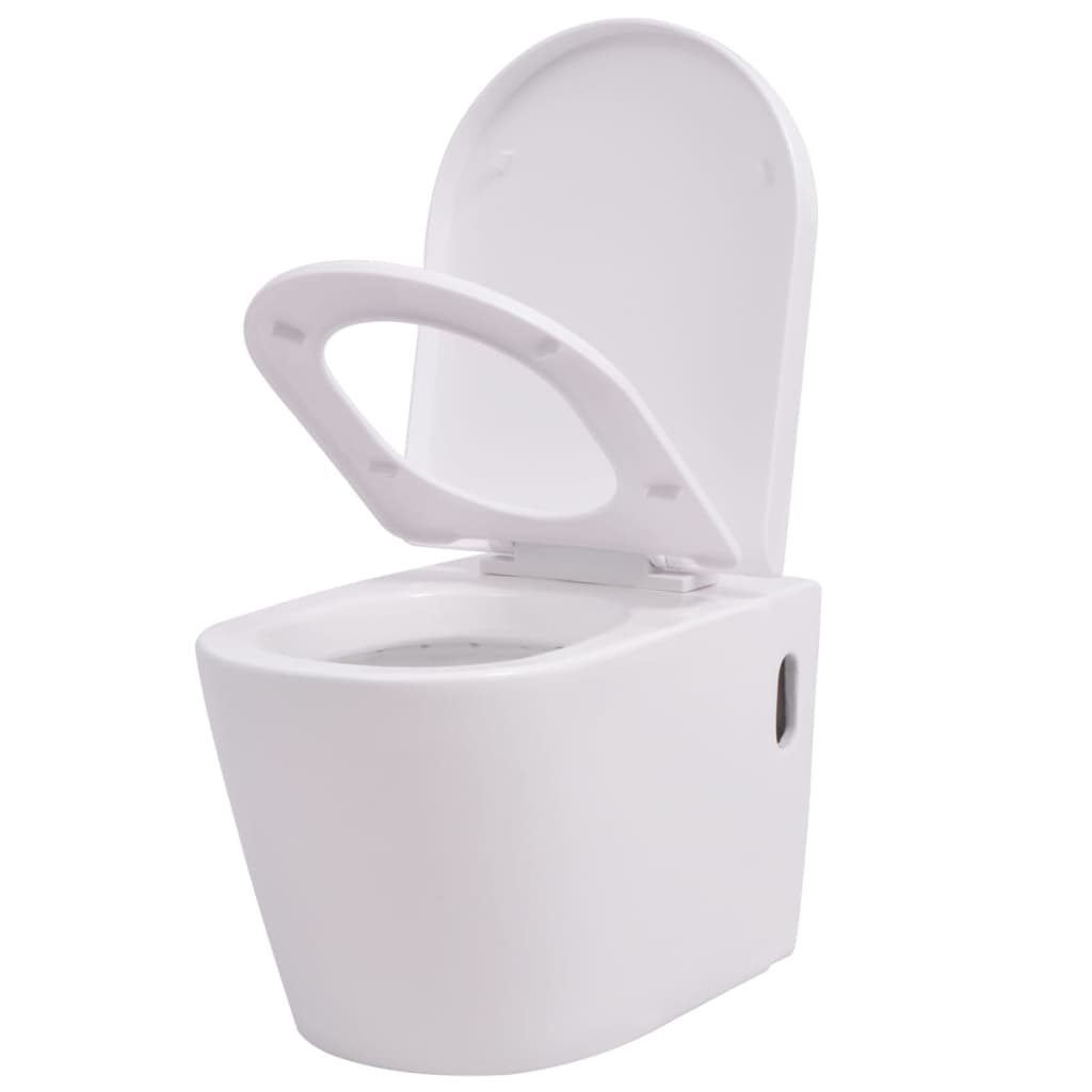 vidaXL Vegghengt toalett i hvit keramikk